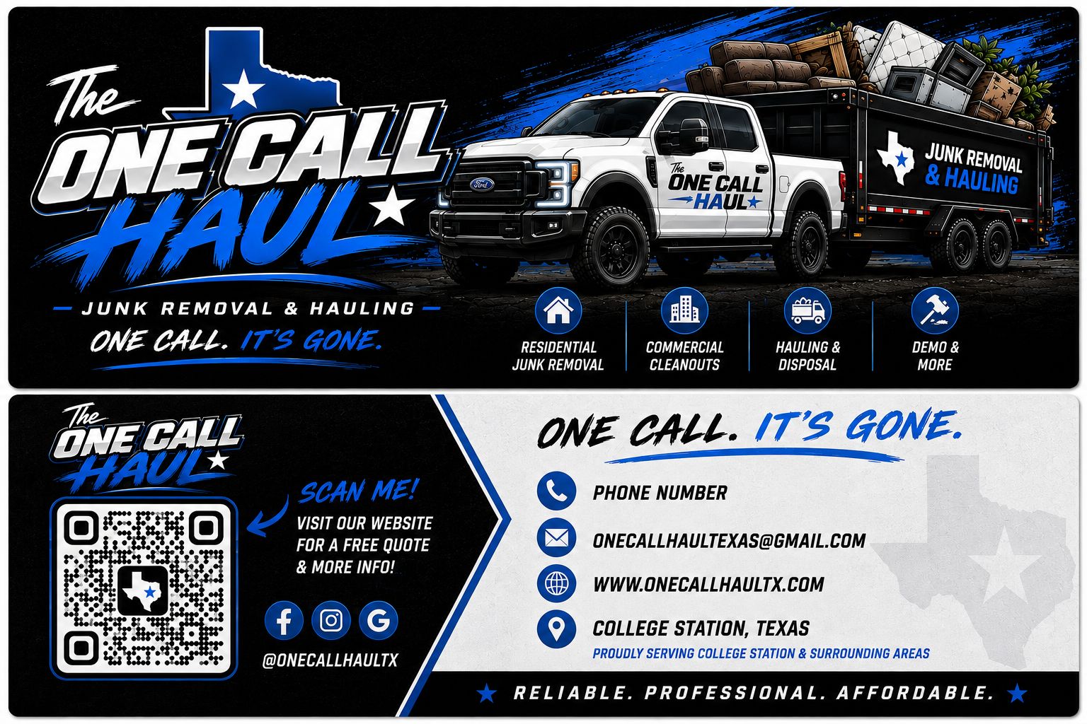 One Call Haul promotional truck — junk removal and hauling